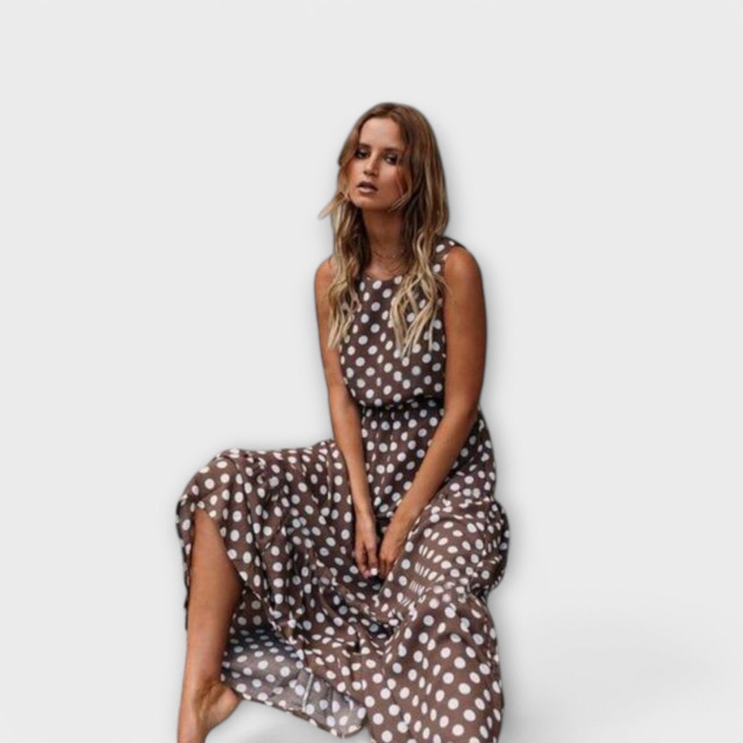 Bente – Boho midikjole med prikker