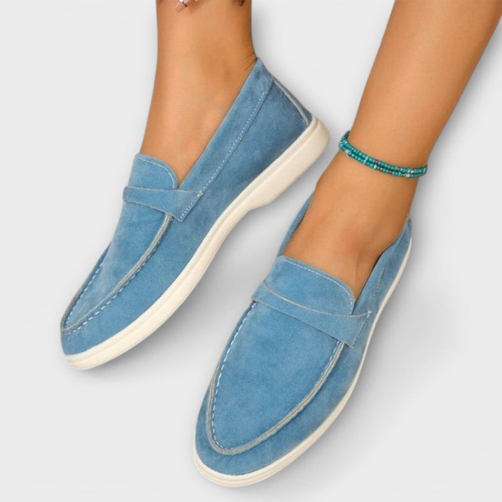 Elegante dame-loafers i ruskind